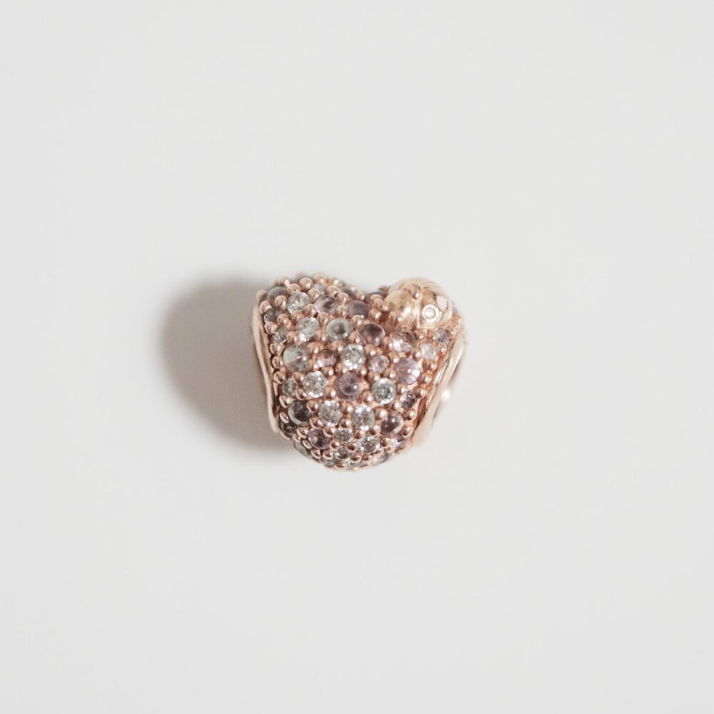 Authentic PANDORA Rose Gold Gleaming Ladybug Heart Charm